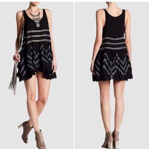 Intimately Free People Voile Black Lace Trapeze Slip Dress Size XS Ruffle Flowy